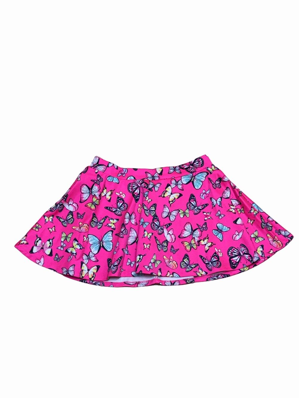 Justice Girls 14 Hot Pink Butterfly Skater Skirt Built In Shorts Colorful